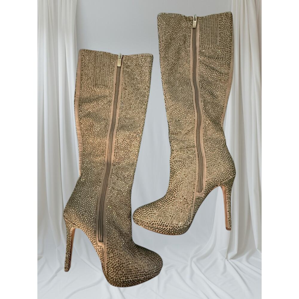 Luxury Vi-Tara Rhinestone Stiletto Boots | Italian Leather Sole | Size 7.5M - Picture 1 of 8